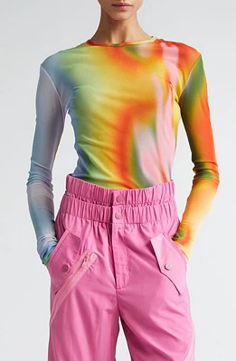 MONSE Rainbow Heat Wave Mesh Top Multi at Nordstrom,