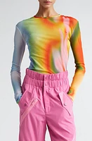 MONSE Rainbow Heat Wave Mesh Top Multi at Nordstrom,