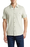 PAIGE Brayden Short Sleeve Cotton Jersey Button-Up Shirt Garden Mint at Nordstrom,