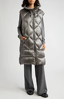 Max Mara Spacevest Water Repellent Quilted Long Down Vest Medium Grey at Nordstrom,