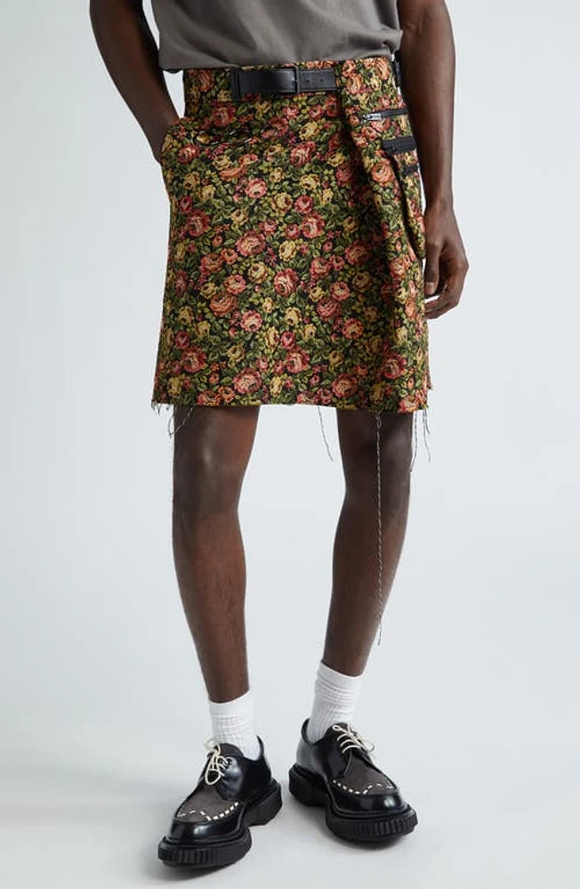 Undercover Rose Tapestry Wrap Skirt Black Base at Nordstrom,