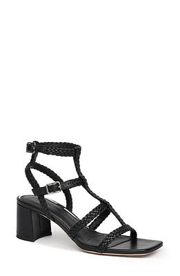 PAIGE Eliza Block Heel T-Strap Sandal Black at Nordstrom,