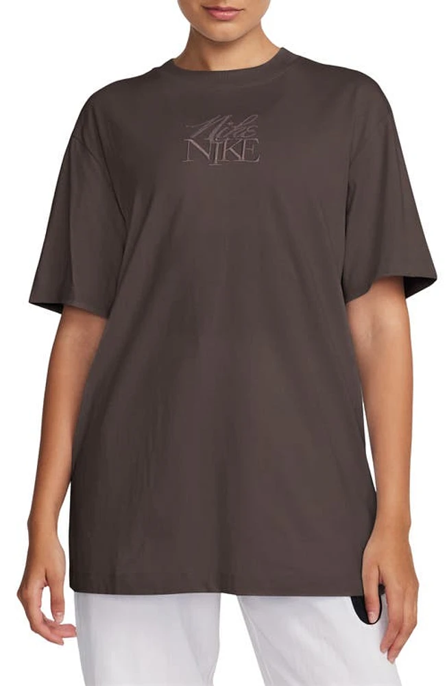 Nike Oversize Embroidered T-Shirt in Baroque Brown/Smokey Mauve at Nordstrom, Size Small