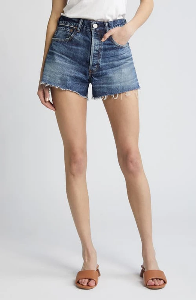 MOUSSY Ford High Waist Denim Cutoff Shorts in Dark Blue at Nordstrom, Size 31