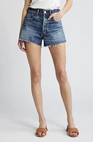 MOUSSY Ford High Waist Denim Cutoff Shorts in Dark Blue at Nordstrom, Size 31