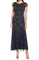 Pisarro Nights Beaded Mesh Midi Cocktail Dress at Nordstrom,