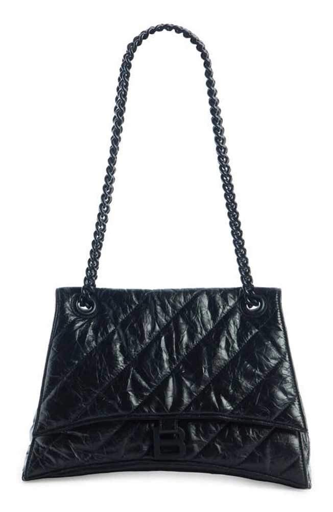 Balenciaga Medium Crush Chain Strap Quilted Leather Shoulder Bag in Black at Nordstrom