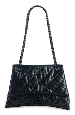 Balenciaga Medium Crush Chain Strap Quilted Leather Shoulder Bag in Black at Nordstrom