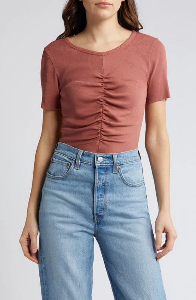 Nation LTD Nevina Ruched Ribbed T-Shirt at Nordstrom,