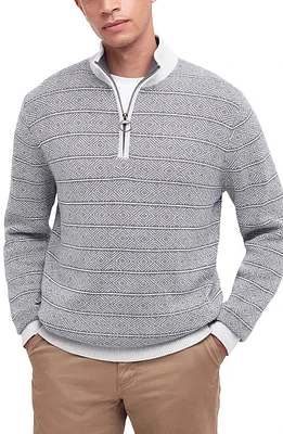 Barbour Mitford Diamond Jacquard Half-Zip Cotton Sweater Whisper White at Nordstrom,