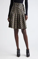 Akris punto Bird Print Pleated Cotton Skirt Sage-Black-Ink at Nordstrom,