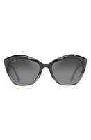 Maui Jim Lotus 56mm PolarizedPlus2 Cat Eye Sunglasses in Black Fade/Neutral Grey at Nordstrom