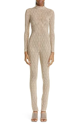 Stella McCartney Crystal Embellished Floral Lace Catsuit Light Beige at Nordstrom, Us