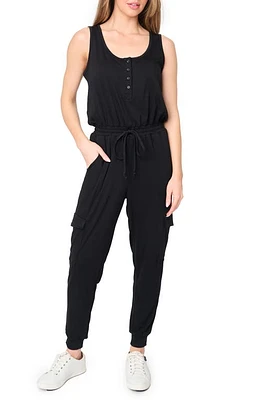 GIBSONLOOK The Luxe Essential Cargo Jumpsuit Black at Nordstrom,