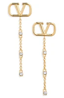 Valentino Mini VLOGO Crystal Drop Earrings in Oro Crystal Silver Shade at Nordstrom