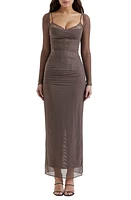 HOUSE OF CB Katrina Lace Mesh Long Sleeve Gown at Nordstrom,