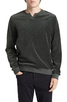 Robert Barakett Lucerne Notch Neck Velour Sweatshirt Green at Nordstrom,