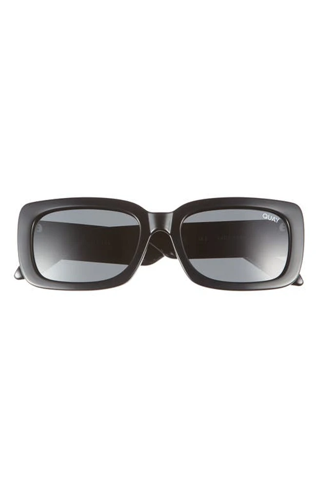 Quay Australia Yada Yada 39mm Polarized Rectangle Sunglasses in Black /Black Polarized at Nordstrom