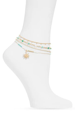 BP. Set of 4 Beaded Anklets in Gold- Multi at Nordstrom