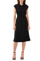 halogen(r) Cap Sleeve Midi Dress Rich Black at Nordstrom,