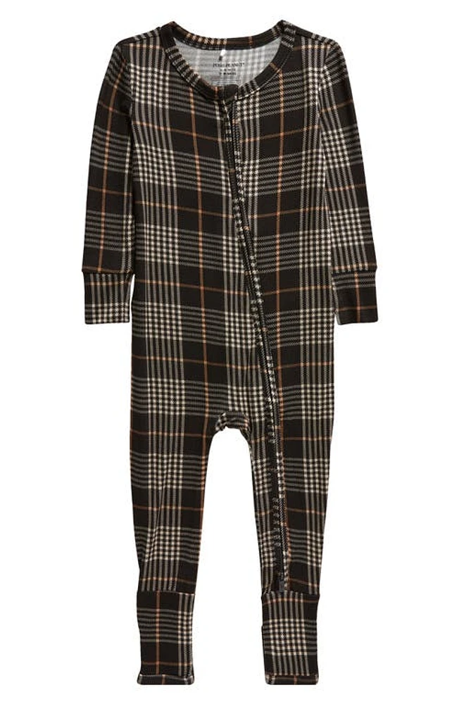 Posh Peanut Sanders Plaid Fitted One-Piece Convertible Footie Pajamas Oxford at Nordstrom, M