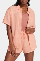 UGG(r) Embrook Short Sleeve Cotton Gauze Pajama Top at Nordstrom,