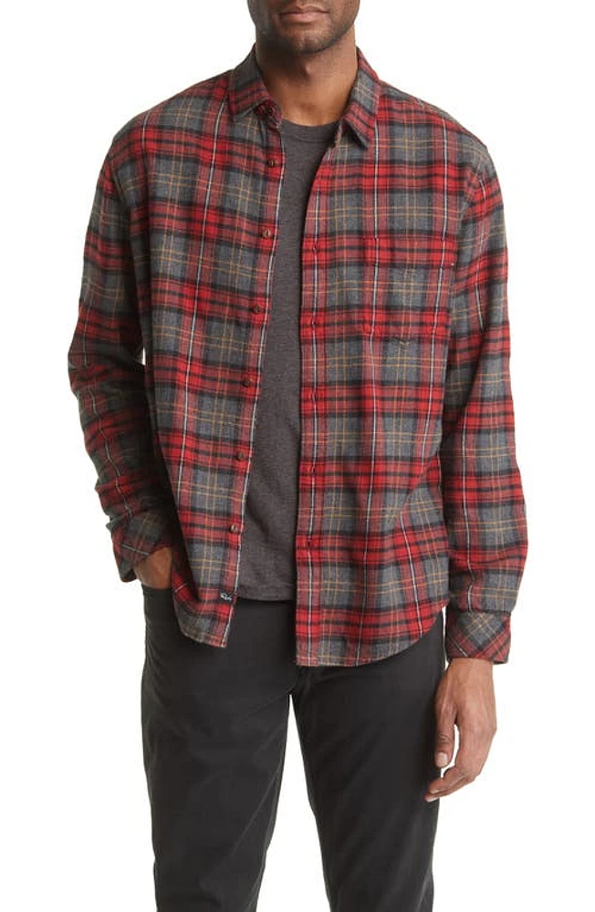 Rails Lennox Relaxed Fit Plaid Cotton Blend Button-Up Shirt in Graham Ember Grey Melange at Nordstrom, Size Large