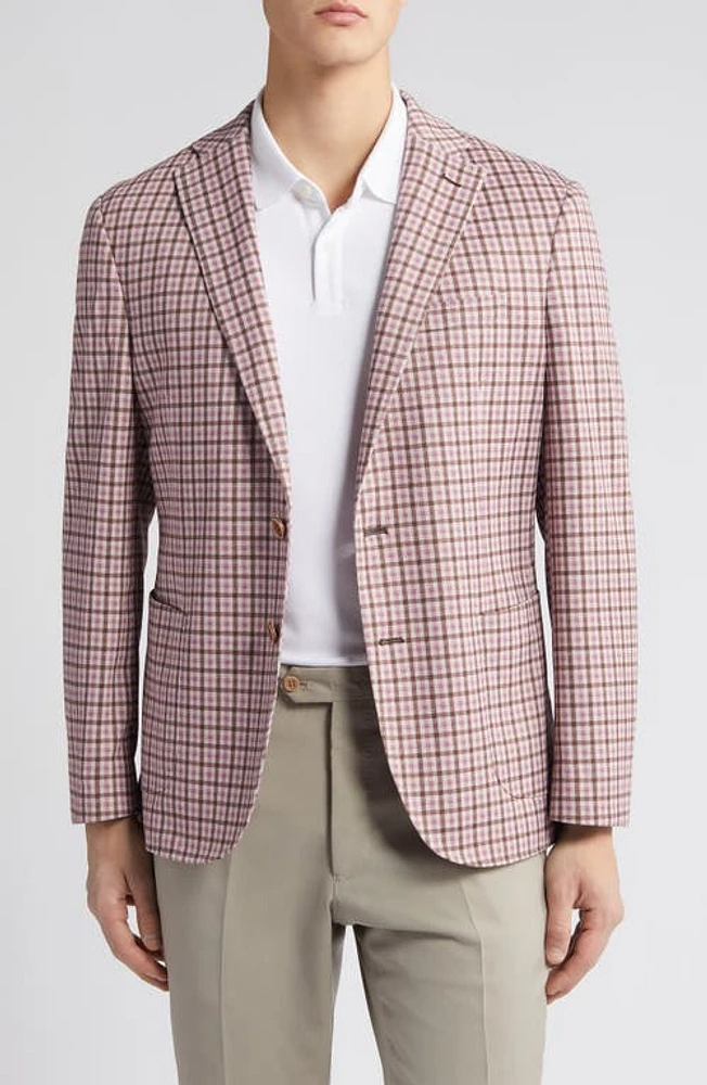 johnnie-O Solomon Check Double Knit Blazer Havana at Nordstrom,