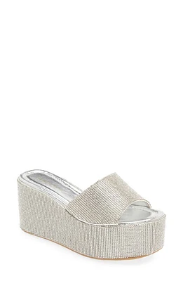 AZALEA WANG Arrow Platform Wedge Slide Sandal Silver at Nordstrom,