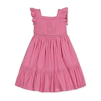 Hope & Henry Girls' Flutter Sleeve Tiered Maxi Dress with Crochet Trim, Infant in Deep Rose at Nordstrom