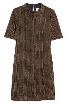 BLUSH by Us Angels Kids' Metallic Mock Neck Dress Black/Gold at Nordstrom,