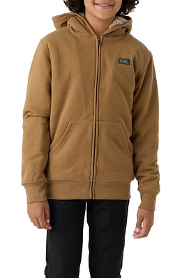 O'Neill Kids' Fifty Two High Pile Fleece Lined Hooded Jacket Dark Khaki at Nordstrom