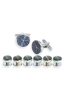 CLIFTON WILSON Clock Cuff Link & Stud Set in Silver at Nordstrom