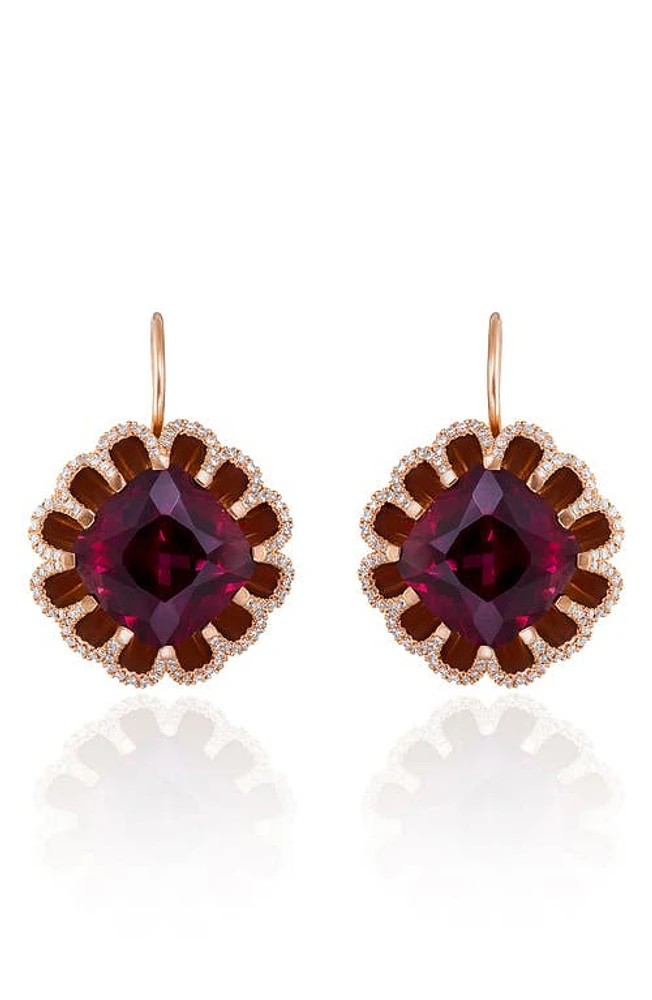 Mindi Mond Floating Rhodolite Garnet & Diamond Drop Earrings in Rose/Diamond/Garnet at Nordstrom