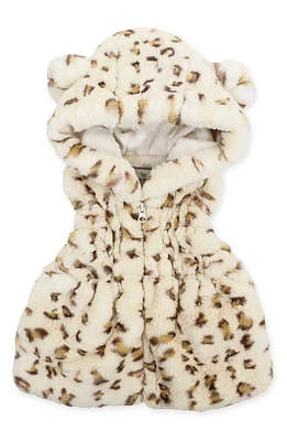 Widgeon Ruched Faux Fur Vest Cream Leopard at Nordstrom,