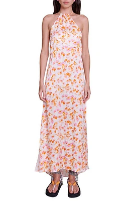 maje Rispring Floral Sleeveless Maxi Dress Sping Orange Flower Print at Nordstrom,