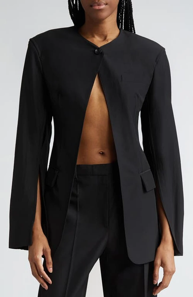 Alexander Wang Collarless Slit Detailing Tailored Jacket Black at Nordstrom,