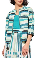 Ming Wang Colorblock Zip-Up Jacket Bermuda/Lime/White at Nordstrom,