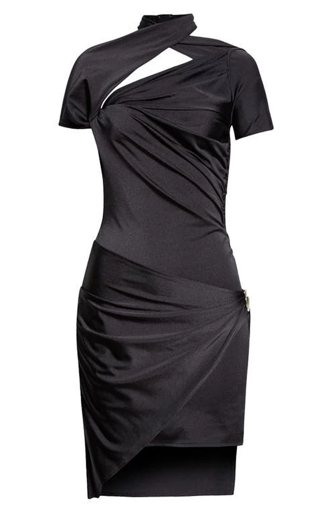 Coperni Asymmetric Draped Jersey Dress Black at Nordstrom,