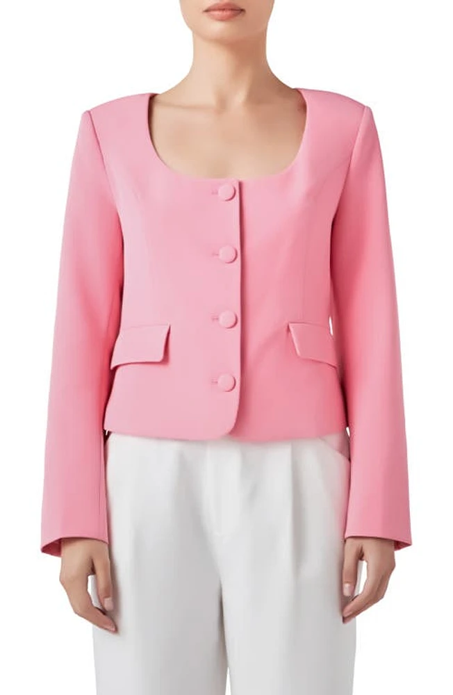 Endless Rose Scoop Neck Button-Up Blazer Pink at Nordstrom,