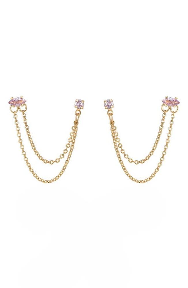 Ettika Double Piercing Chain Drop Earrings in Light Pink at Nordstrom