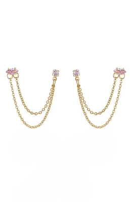 Ettika Double Piercing Chain Drop Earrings in Light Pink at Nordstrom