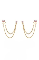 Ettika Double Piercing Chain Drop Earrings in Light Pink at Nordstrom