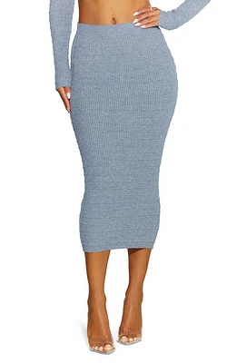 Naked Wardrobe Rib Midi Sweater Skirt Grey at Nordstrom,