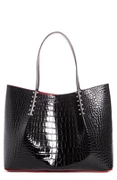 Christian Louboutin Large Cabarock Croc Embossed Leather Tote in Black at Nordstrom