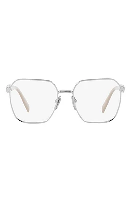 Prada 53mm Square Optical Glasses in Silver at Nordstrom