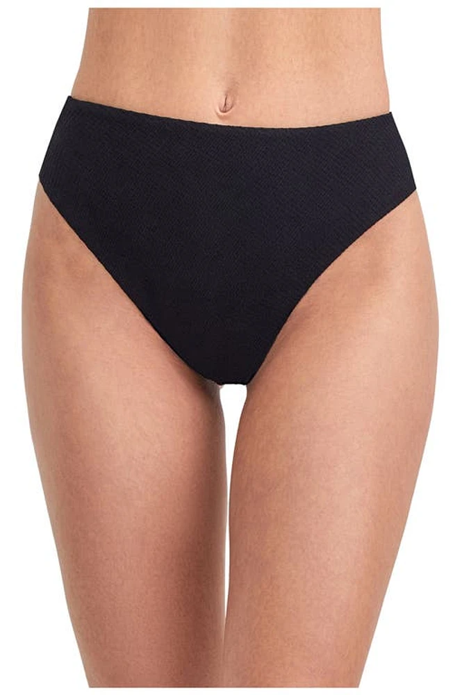 Au Naturel by Gottex Solid Textured high leg waist swim bottom Black at Nordstrom,