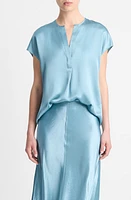 Vince Split Neck Silk Top at Nordstrom,