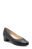 ara Nanette Block Heel Pump Black Calf /Black Patent Toe at Nordstrom,