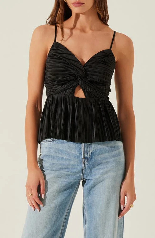 ASTR the Label Twist Front Plissé Camisole Black at Nordstrom,